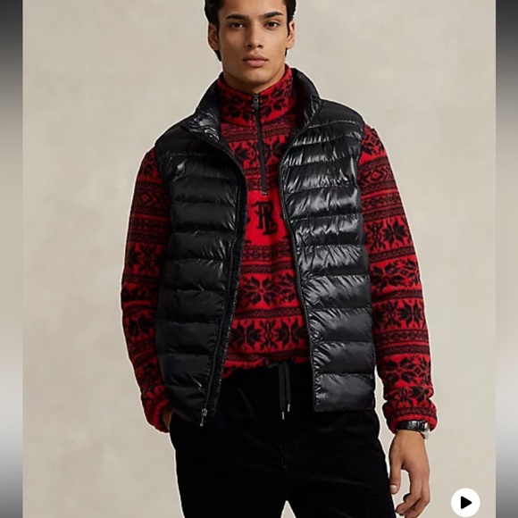 POLO Ralph Lauren Navy Blue The Colden Packable Glossed Vest - Picture 11 of 15